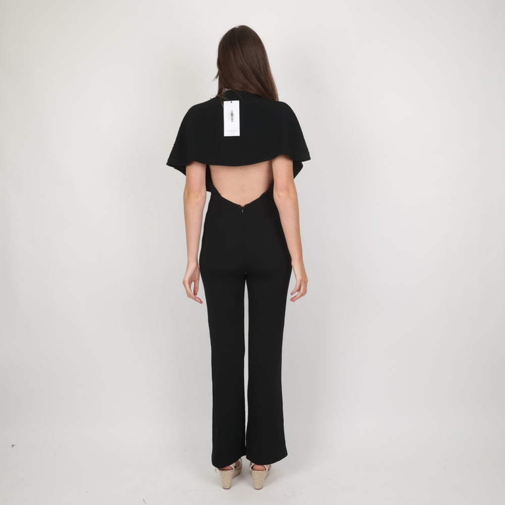 Stella Mccartney Black Jumpsuit Open Back Cape Plunge Neckline Sexy XS Size 2